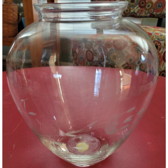 Princess House Heritage Crystal Clear 8" Vase Hand Blown Etched Floral New #421 - Picture 1 of 8